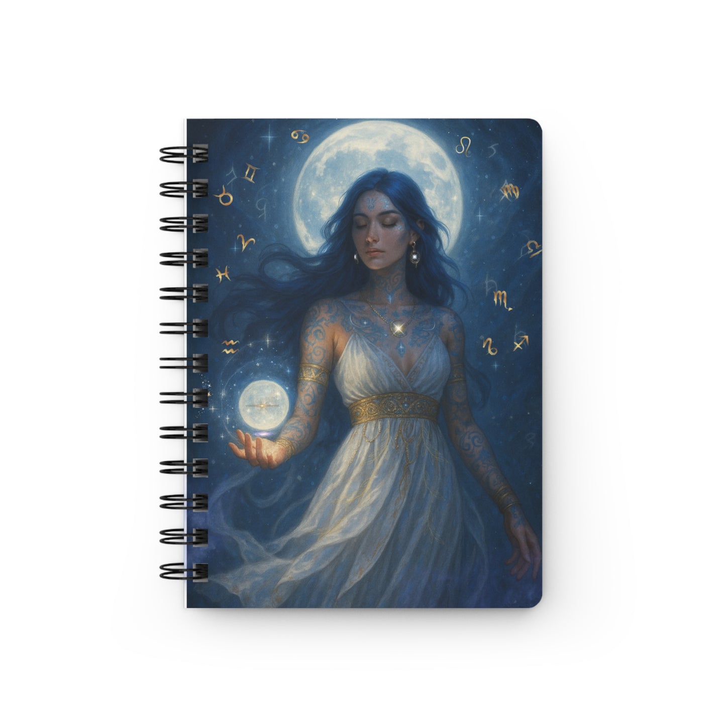 Lunar Zodiac Empress Spiral Bound Journal, Astrology Notebook Journal, Gift for Writers