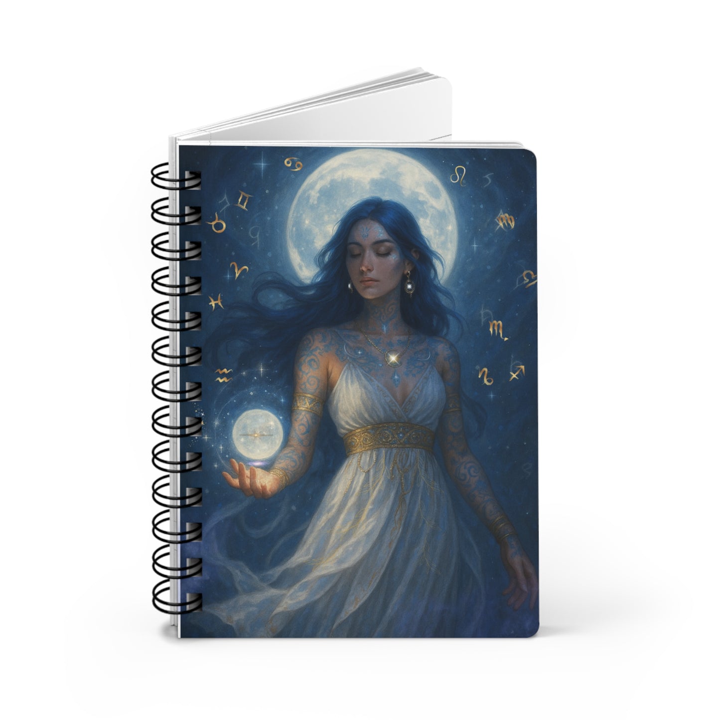Lunar Zodiac Empress Spiral Bound Journal, Astrology Notebook Journal, Gift for Writers