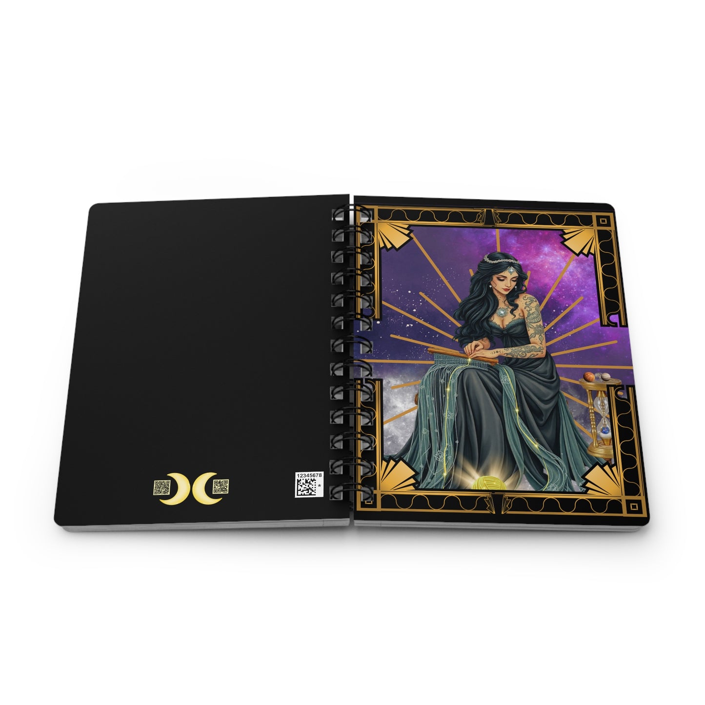 Threads Of Time Destiny's Goddess Mystical Spiral Bound 5x7 Journal, Tarot Journal, Witchy Notebook, Artistic Sketchbook, Celestial Gift, Spiritual Diary