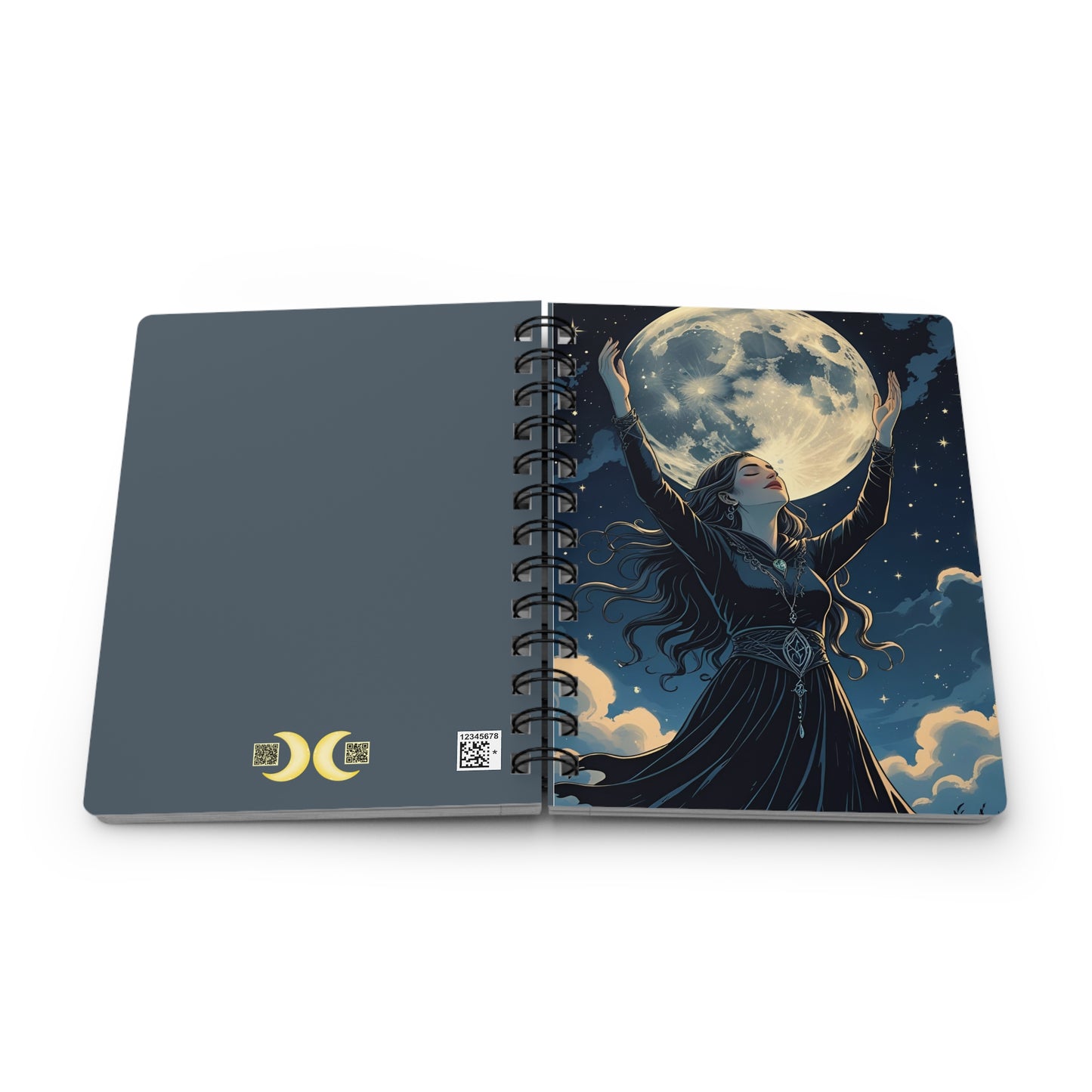 Moon Witch Mystical Moon Spiral Bound Journal - Ideal for Witches, Writers, or Dreamers, Perfect for Journaling, Gift, Planner, or Sketchbook
