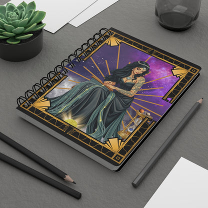 Threads Of Time Destiny's Goddess Mystical Spiral Bound 5x7 Journal, Tarot Journal, Witchy Notebook, Artistic Sketchbook, Celestial Gift, Spiritual Diary