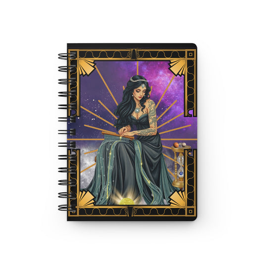 Threads Of Time Destiny's Goddess Mystical Spiral Bound 5x7 Journal, Tarot Journal, Witchy Notebook, Artistic Sketchbook, Celestial Gift, Spiritual Diary
