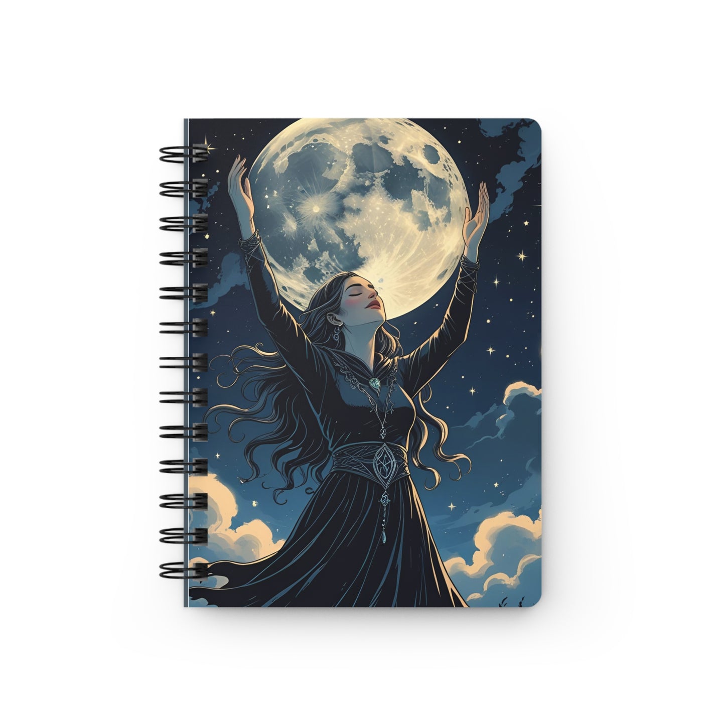 Moon Witch Mystical Moon Spiral Bound Journal - Ideal for Witches, Writers, or Dreamers, Perfect for Journaling, Gift, Planner, or Sketchbook