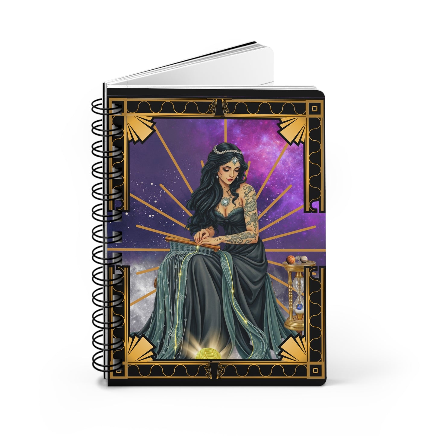 Threads Of Time Destiny's Goddess Mystical Spiral Bound 5x7 Journal, Tarot Journal, Witchy Notebook, Artistic Sketchbook, Celestial Gift, Spiritual Diary